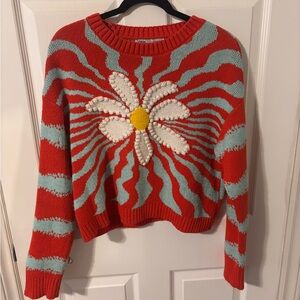 Zara Red and Blue Floral Sweater